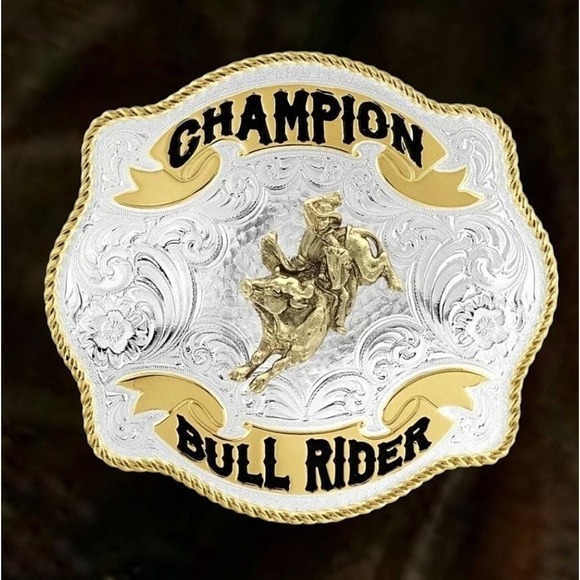 Montana Silversmiths Fine Silver‎ Champion Bull Rider Buckle - Retail $150 - NEW